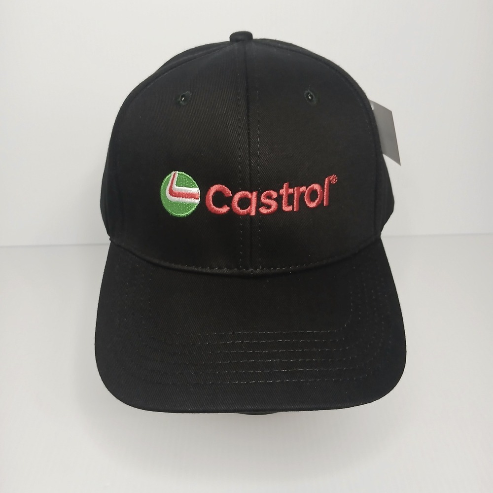 Castrol Motor Oil Baseball Cap Hat Black Cotton Embroidered Logo‎ Adjustable NWT
